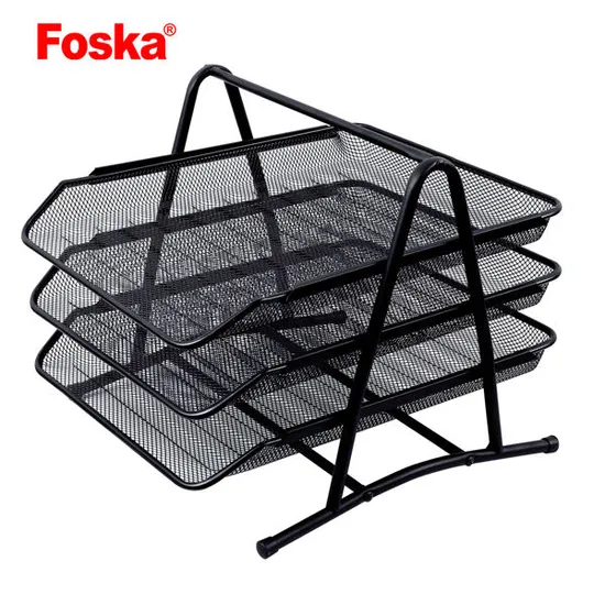 Desk Organizer with 4 Sliding Trays for Letters, Documents, Mail, Files, Paper, Black