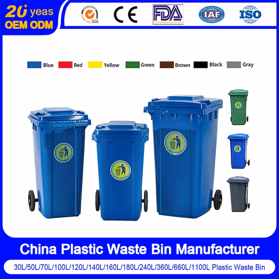 Pattumiera per rifiuti in plastica da 80 litri, contenitore per rifiuti con ruote