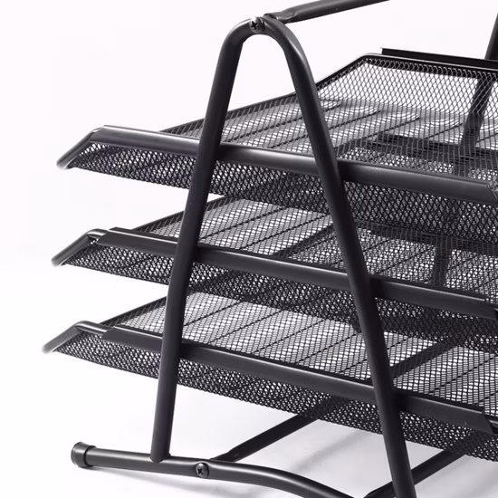 Organizer da scrivania con 4 vassoi scorrevoli per lettere, documenti, posta, fascicoli, carta, nero